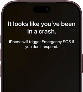 iPhone 18 Pro, Burgandy. Screen shows satellite connection interface with a green dot indicating the device's location, with text 