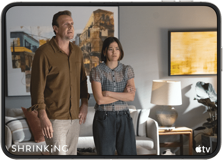 iPhone Duo, opened in horizontal position, Apple TV show
