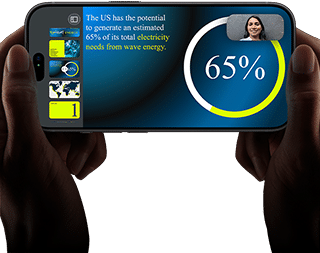 Horizontal video call demonstration of a keynote presentation on iPhone 18 Pro, Black